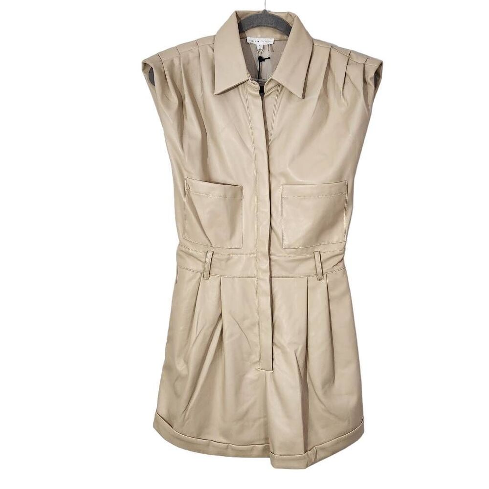 Grey Lab Cream Leather Romper NWT Size Small Cream Faux Leather Short Romper